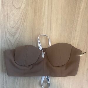 Brown Strapless Bustier Top